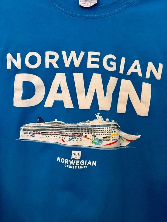 Norwegian Cruise Line NCL Dawn Ship Blue T-Shirt Tee Medium M Souvenir Nautical - Picture 6 of 7